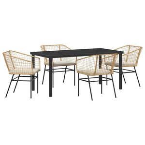 vidaXL Ensemble de salle à manger pour jardin 5 Pièces Marron polyrotin