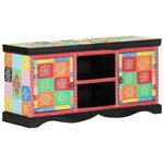 vidaXL Meuble TV Multicolore 100 x 35 x 50 cm Bois de manguier massif