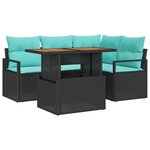 vidaXL Ensemble de salle à manger pour jardin 5 Pièces Noir et Sarcelle