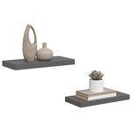 vidaXL Étagère murale flottante 2 Pièces Gris brillant 50x23x3 8 cm MDF