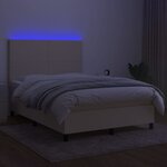 vidaXL Sommier à lattes de lit et matelas et LED Crème 140x200cm Tissu
