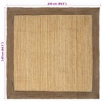 vidaXL Tapis de surface Gris 240 x 240 cm Jute