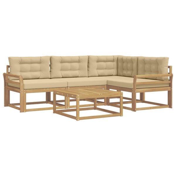 vidaXL Ensemble de canapés d'extérieur 5 pc Blanc et Beige Polyester