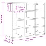 vidaXL Cabinet à chaussures avec étagère Gris béton 77 5 x 30 x 67 cm