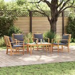 Ensemble de canapé de jardin 5 Pièces Naturel Bois de teck solide