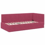 vidaXL Cadre de lit d'angle Rouge bordeaux 100 x 200 cm Velours