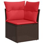 vidaXL Ensemble de canapé de jardin 5 Pièces Marron et rouge polyrotin