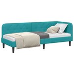 vidaXL Cadre de lit d'angle Turquoise 80 x 200 cm Velours
