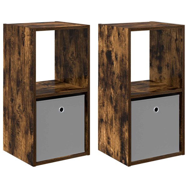 vidaXL Table de chevet avec tiroir 2 Pièces Chêne fumé 35 x 32 x 68 5 cm