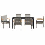 vidaXL Ensemble de salle à manger pour jardin 7 Pièces Gris polyrotin