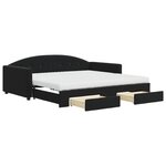 vidaXL Lit de jour avec gigogne et tiroirs noir 100x200 cm velours