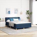 vidaXL Lit à Ressorts Bleu avec Matelas – 140x200 cm Tissu