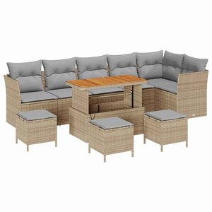 vidaXL Ensemble de canapé de jardin 10 Pièces beige et gris clair