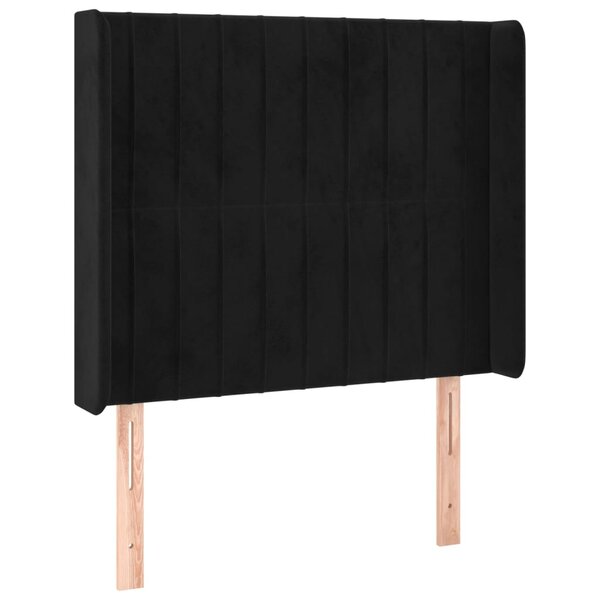 vidaXL Tête de lit avec oreilles Noir 93x16x118/128 cm Velours