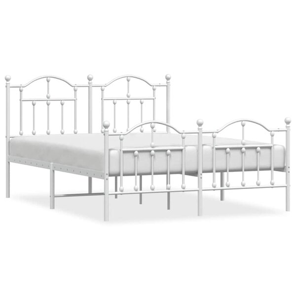 vidaXL Cadre de lit métal sans matelas et pied de lit blanc 140x190 cm