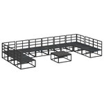 vidaXL Ensemble de canapé de jardin avec coussin 11 Pièces Noir Aluminium