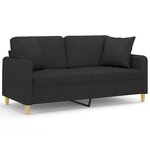 vidaXL Canapé 2 places avec oreillers décoratifs noir 140 cm tissu