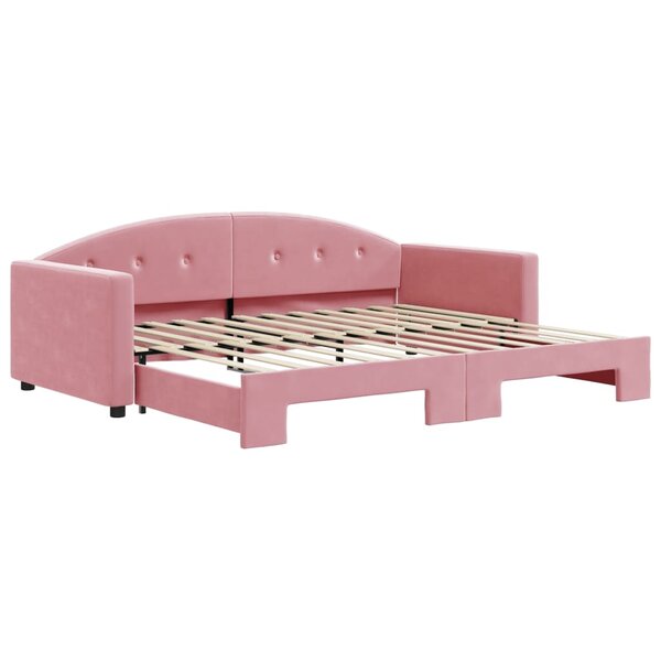 vidaXL Lit de jour avec lit gigogne rose 90x200 cm velours