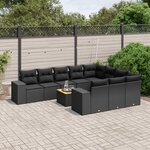 vidaXL Salon de jardin 11 Pièces avec coussins noir résine tressée