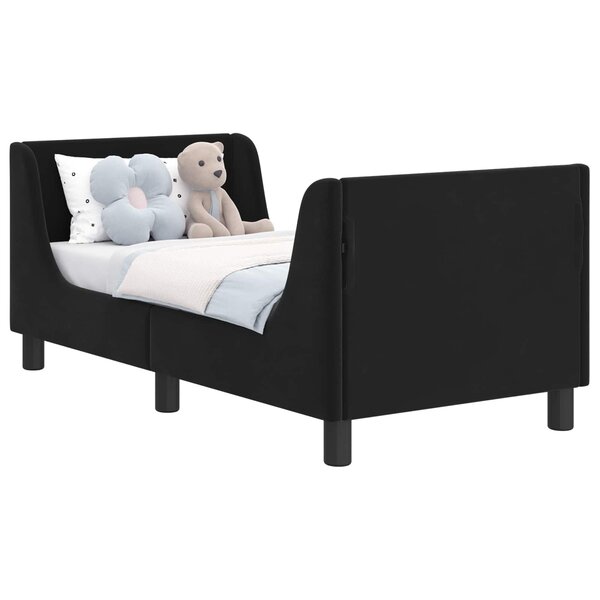 vidaXL Cadre de lit pour tout-petit avec tête de lit Noir 70 x 140 cm