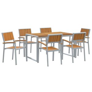 vidaXL Ensemble de salle à manger pour jardin 7 pc Gris