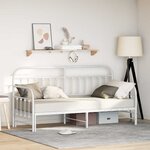 vidaXL Cadre de lit de jour avec tête de lit Blanc 75 x 190 cm Acier