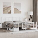 vidaXL Cadre de lit métal avec tête de lit/pied de lit blanc 193x203cm