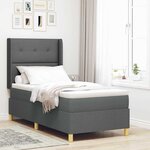 Lit Box Spring vidaXL avec Matelas et LED Gris Foncé 90x200 cm Tissu