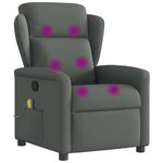 vidaXL Fauteuil inclinable de massage en tissu gris foncé