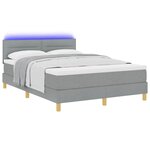 vidaXL Lit à ressort LED avec matelas Gris clair 140 x 190 cm tissu