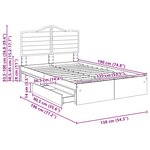 vidaXL Lit de Rangement Chêne fumé 135 x 190 cm Bois d'ingénierie