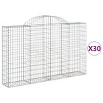 vidaXL Paniers à gabions arqués 30 Pièces 200x30x120/140 cm Fer galvanisé