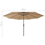 vidaXL Parasol de jardin avec lumières LED et mât en métal 400cm taupe