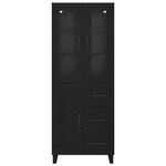 vidaXL Haut Armoire 2 Pièces Chêne noir Bois Aggloméré et Verre