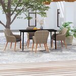 vidaXL Ensemble à manger de jardin et coussins 5 Pièces Marron