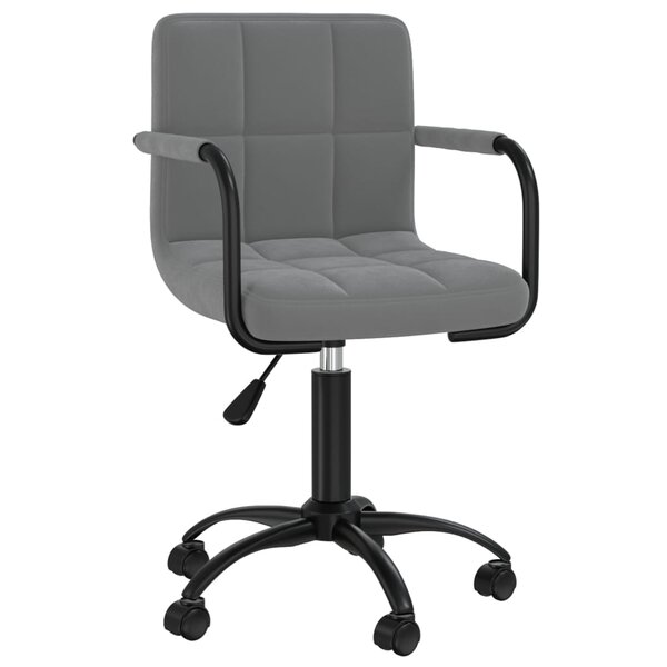 Chaise fauteuil siège pivotante de bureau informatique étude foncé velours gris 02_0024132