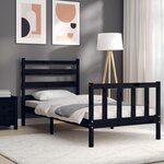 vidaXL Cadre de lit sans matelas noir bois de pin massif