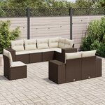 vidaXL Salon de jardin 8 Pièces avec coussins marron résine tressée