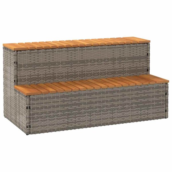 VidaXL Marche bain remous gris 100x50x50 5 cm polyrotin acacia massif