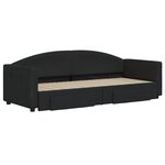 vidaXL Lit de jour avec gigogne et tiroirs sans matelas noir 80x200 cm