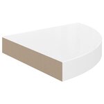 vidaXL Étagère d'angle flottante Blanc brillant 25 x 25 x 3 8 cm MDF