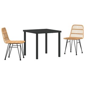 vidaXL Ensemble de salle à manger pour jardin 3 Pièces Marron Poly rotin