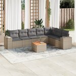 vidaXL Salon de jardin avec coussins 8 Pièces beige résine tressée