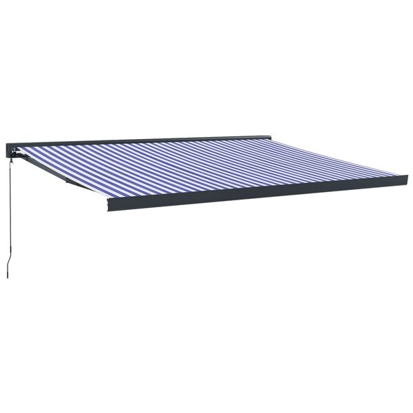 vidaXL Auvent rétractable bleu et blanc 4x3 m tissu et aluminium