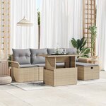 vidaXL Ensemble de canapé de jardin 6 Pièces Beige Poly rotin