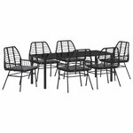 vidaXL Ensemble de salle à manger pour jardin 7 Pièces Noir polyrotin