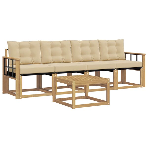 vidaXL Ensemble de canapés d'extérieur 5 pc Blanc et Beige