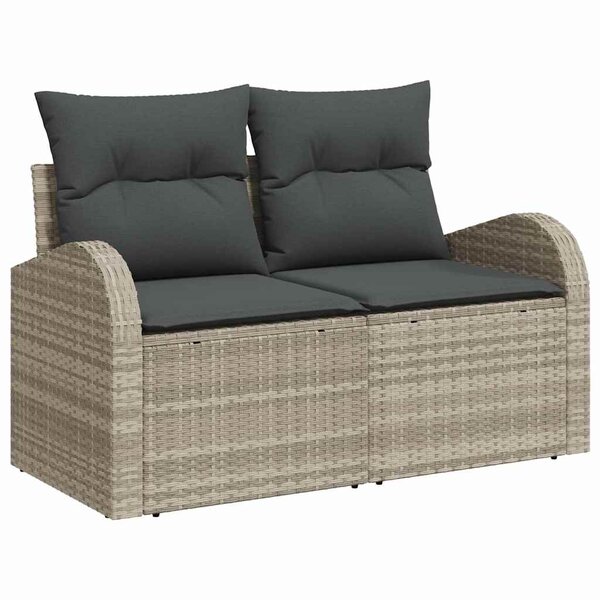 vidaXL Ensemble de canapé de jardin 7 Pièces Gris clair  coussins foncés