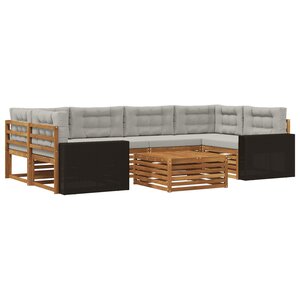 vidaXL Ensemble de canapés d'extérieur 7 Pièces Naturel et gris clair