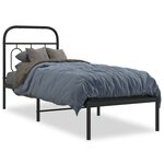 vidaXL Cadre de lit métal sans matelas avec tête de lit noir 75x190 cm